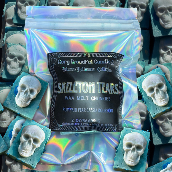 Skeleton Tears Wax Melt Chunkies: Pumpkin Pear Cassia Bourbon Scent - Picture 3 of 10